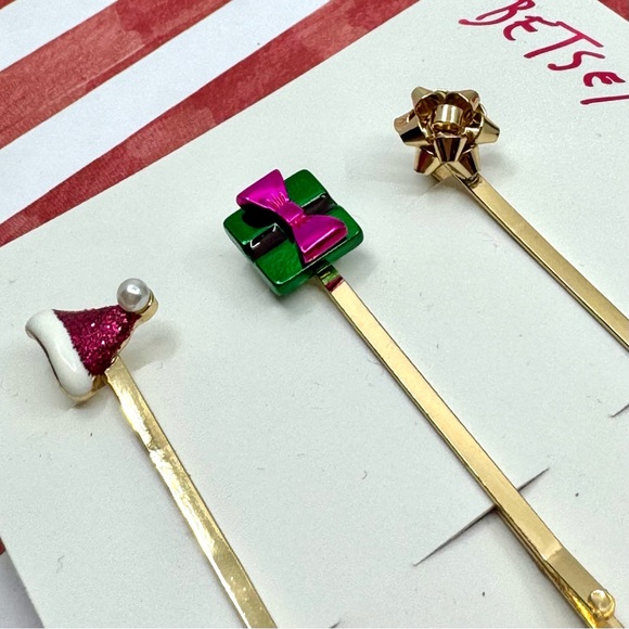 Betsey Johnson ‘Pink XMAS’ Hair Comb & Hair Pin Set NWT/HTF! - Picture 9 of 15